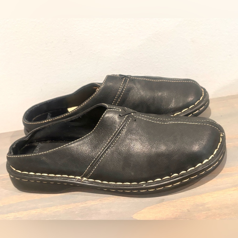 Dockers Daffodil Womens Black Leather Clogs Mule Slip On Casual Shoes- Sz 6